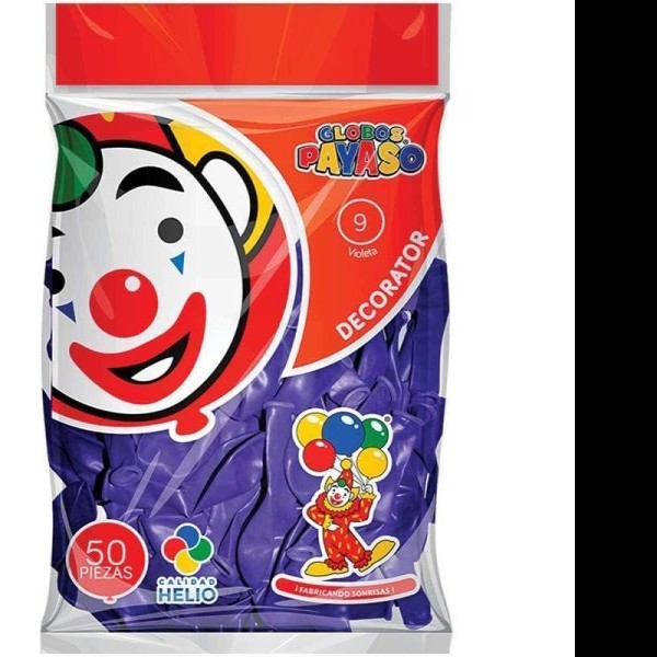 GLOBOS DECORATOR 9 BOLSA C50 PZAS PURPURA